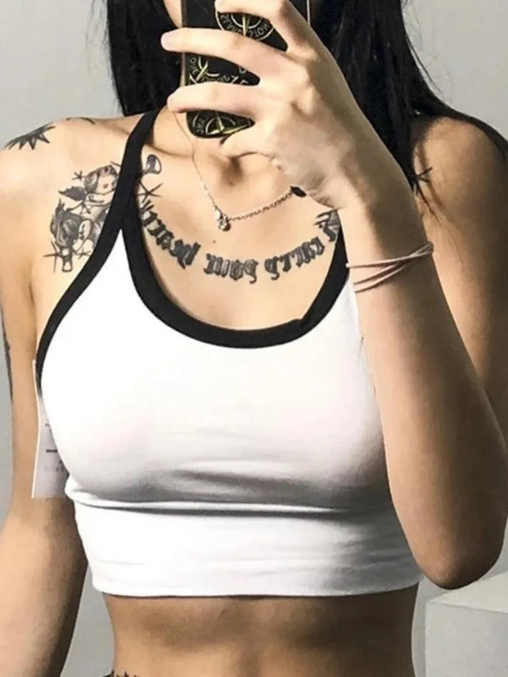 Contrast Cross Back Crop Cami Top