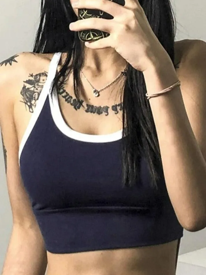 Contrast Cross Back Crop Cami Top