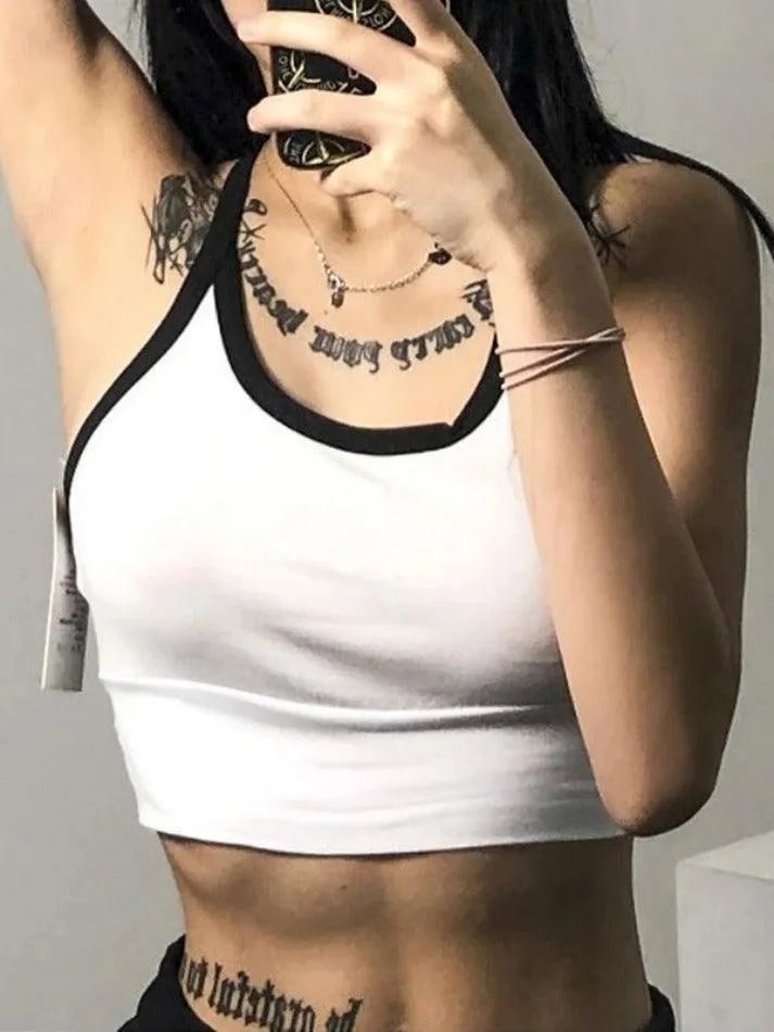 Contrast Cross Back Crop Cami Top