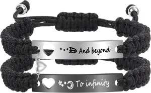 Couple Matching Bf and Gf Bracelets, Best Friend Friendship Bracelet, Adjustable Stretch Bracelets Jewelry for Him and Her