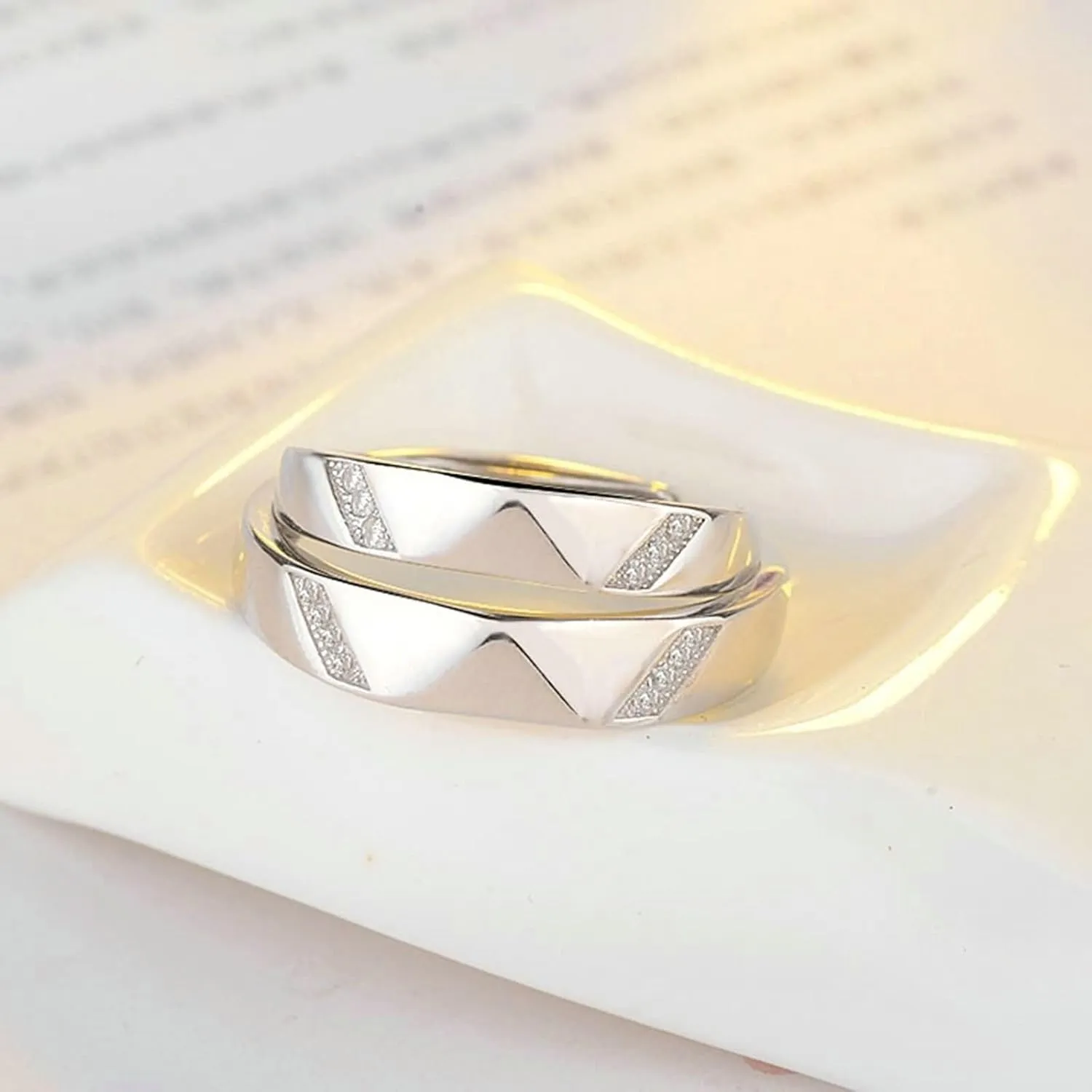 Couple Ring Free Engrave Men and Women Rings,Couple Rings 925 Sterling Silver Adjustable,Simple Round Rings Silver