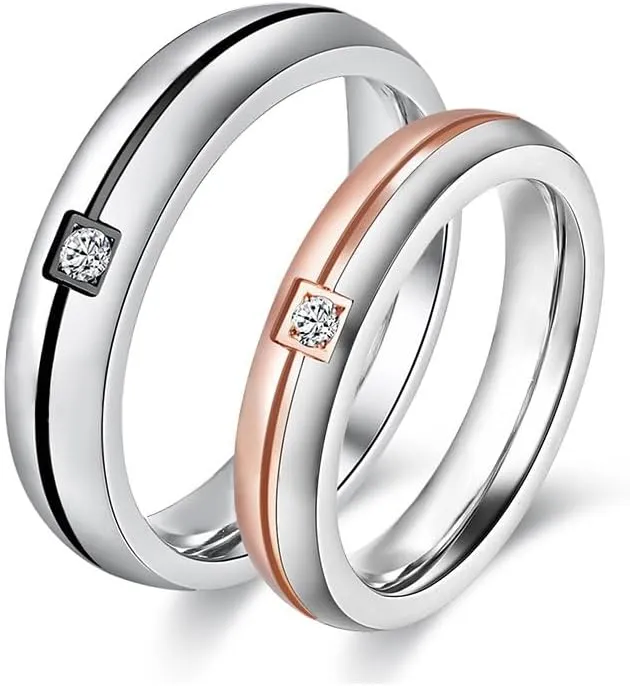 Couple Rings Promise Ring for Couples Romantic Love Couples Jewelry Gifts Adjustable Engagement Wedding Ring for Him and Her