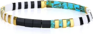 CQUAN CHI Women Tila Bead Stretch Bracelet Handmade Stackable Friendship Bracelets Bangle