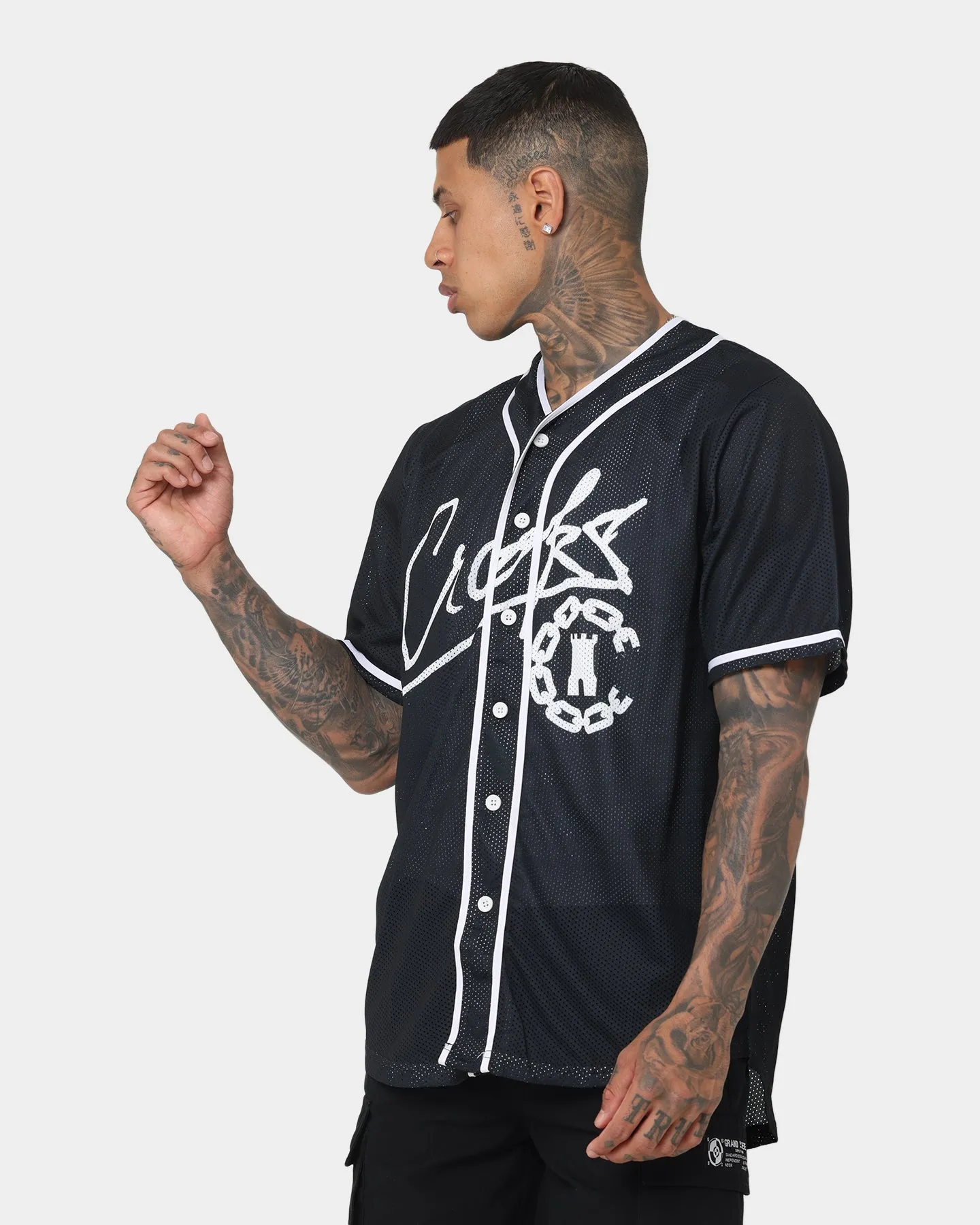 Crooks & Castles Script Mesh Baseball T-Shirt Black
