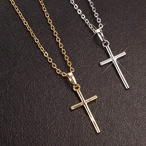 Cross Necklace - 925 Sterling Silver Gold Cross Pendant Simple Cute Necklaces for Women Jewelry Gift