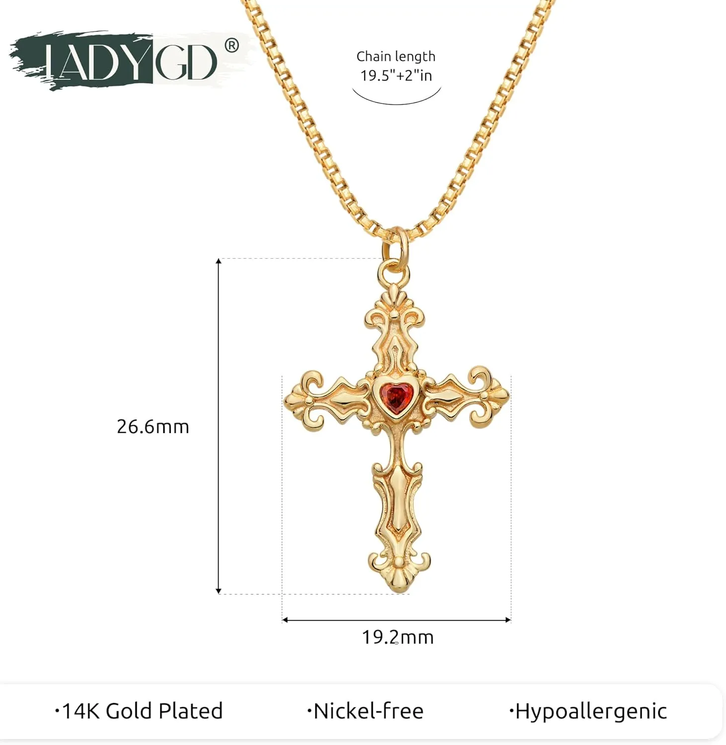 Cross Necklace for Women Trendy 14K Gold Plated Cubic Zirconia Cross Pendant Necklaces Handmade Christian Everyday Jewelry Gifts for Women
