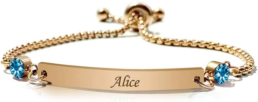 Custom Bracelets for Women Birthstone Bracelets Personalized Name Bracelet Birthday Gifts for Women Engraved Friendship Bracelets Mothers Day Christmas Mom Sister Bridesmaid Girlfriend 13th 18th 21st 30th