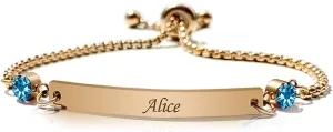 Custom Bracelets for Women Birthstone Bracelets Personalized Name Bracelet Birthday Gifts for Women Engraved Friendship Bracelets Mothers Day Christmas Mom Sister Bridesmaid Girlfriend 13th 18th 21st 30th