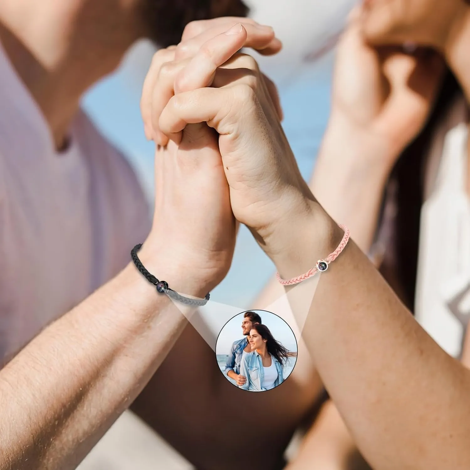 Custom Bracelets with Picture Inside, Picture Bracelet Personalized Photo Projection Bracelets, Valentines Day Birthday Christmas Gifts for Women/Men