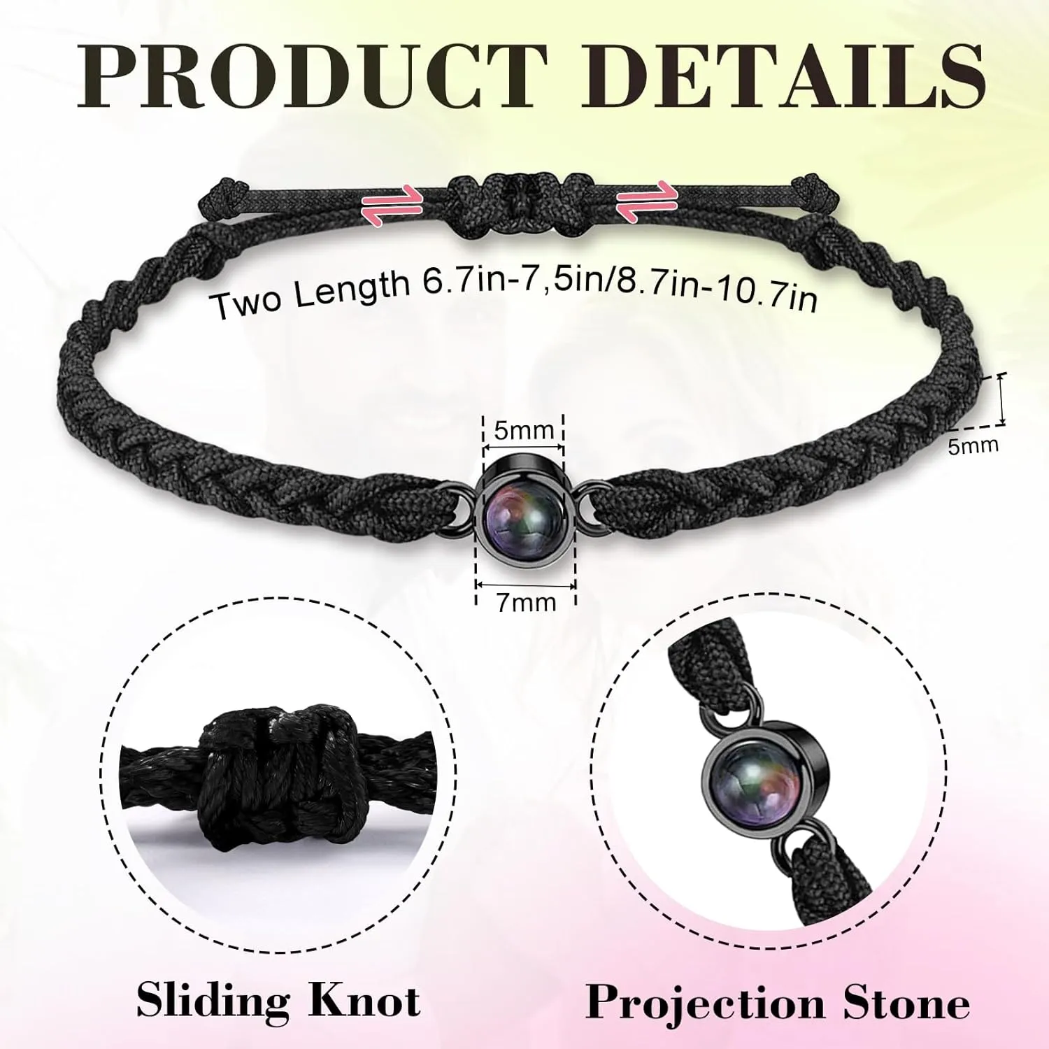 Custom Bracelets with Picture Inside, Picture Bracelet Personalized Photo Projection Bracelets, Valentines Day Birthday Christmas Gifts for Women/Men