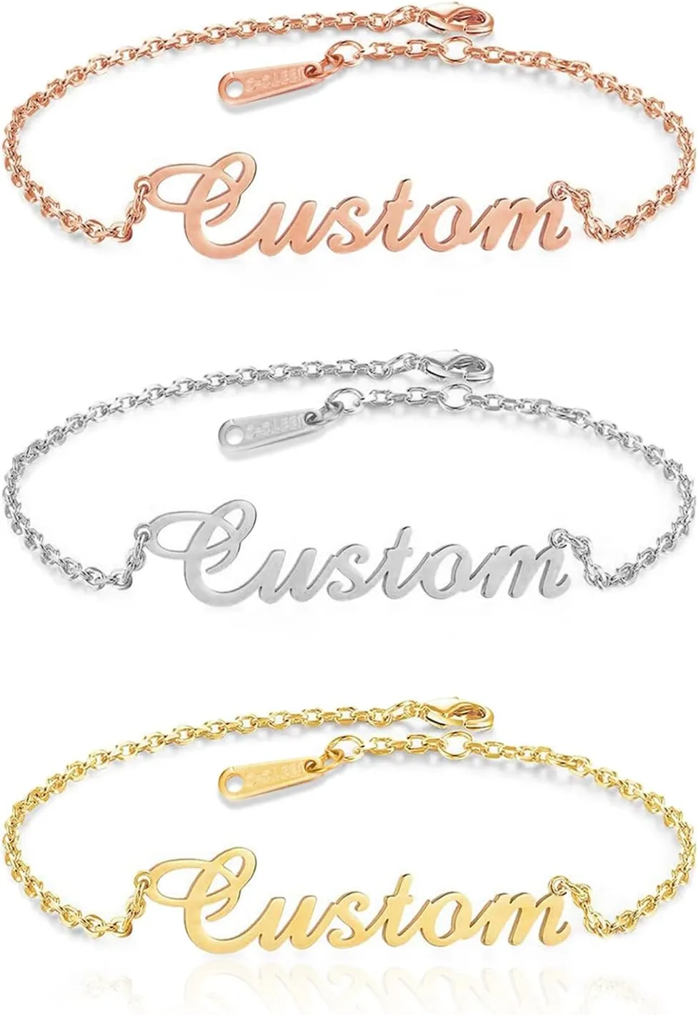 Custom Name Bracelets - 18K Gold Plated Adjustable Personalized Name Anklet Bracelets, Customized Jewelry Gift for Women Girlfriend