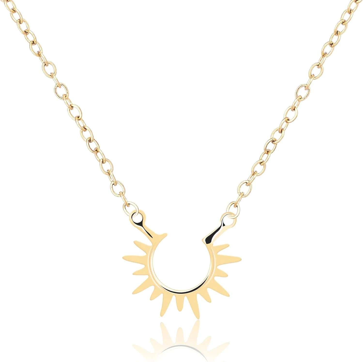 Cute Pendant Necklace for Women | 14k Gold & Silver Plated Tiny Sun-Shape Dainty Necklace for Women with Bracelet | Small Love Waterproof Layered Necklaces for Women