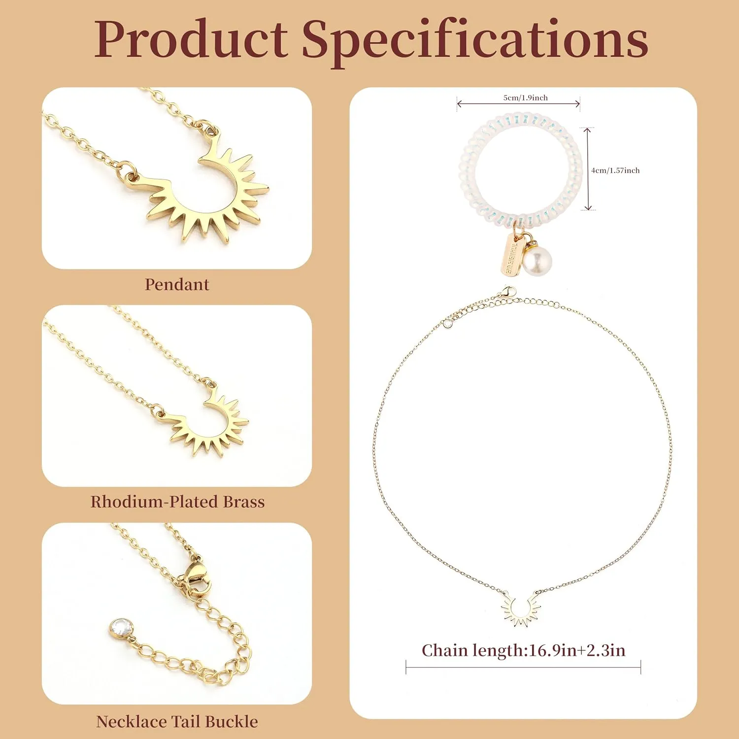 Cute Pendant Necklace for Women | 14k Gold & Silver Plated Tiny Sun-Shape Dainty Necklace for Women with Bracelet | Small Love Waterproof Layered Necklaces for Women