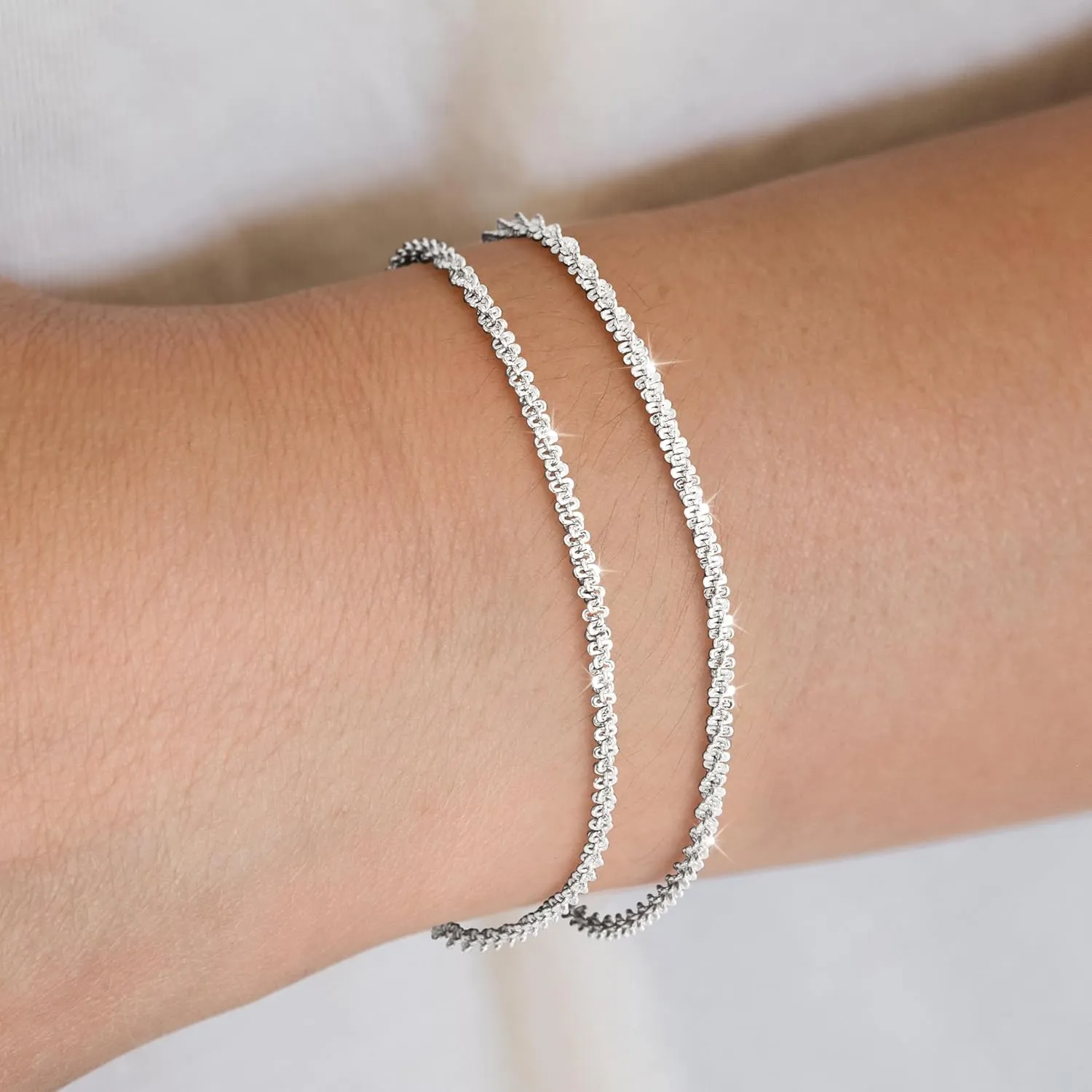 Dainty Bracelets for Women, Sterling Silver/14K Gold Plated Layered Bracelets, Adjustable Bracelet for Women Waterproof Beaded Paperclip Zirconia Tennis Chain Jewelry for Women Trendy