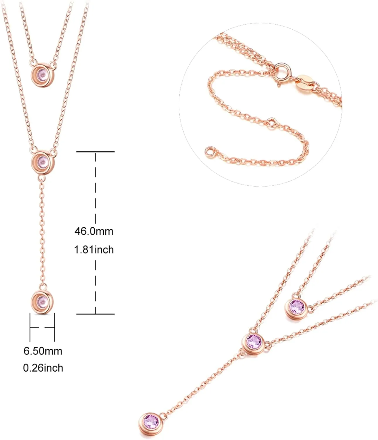 Dainty Double Necklace 925 Sterling Silver Necklace Long Pendant Necklace Y Layered Choker Necklace Adjustable necklace Jewelry Gifts for Women