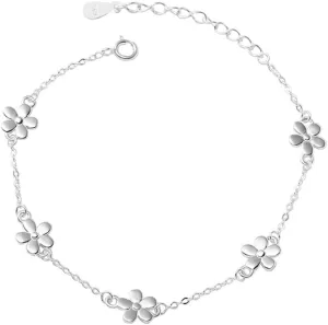 Dainty Flower 925 Sterling Silver Bracelets for Women Minimalist Daisy Flower Charm Link Bracelets Adjustable Chain Fashion Jewelry