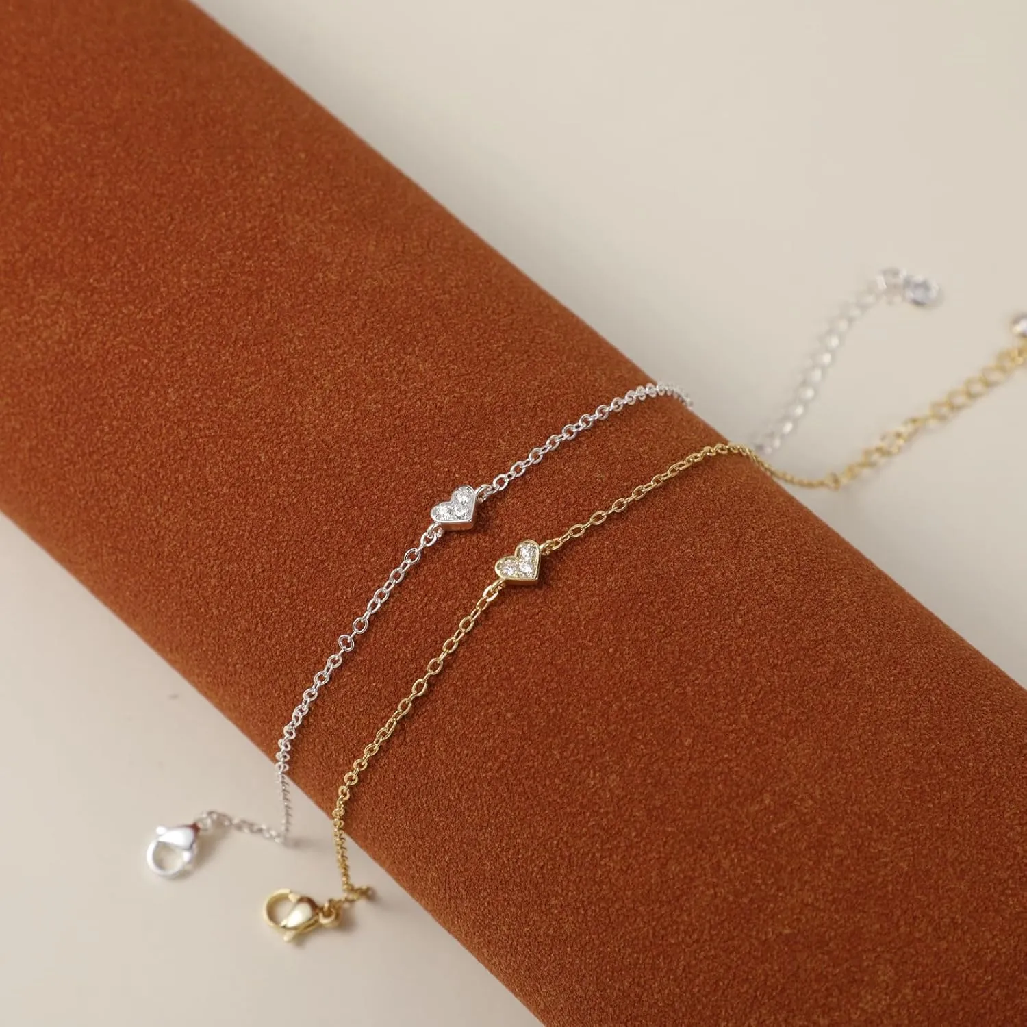 Dainty Gold Bracelets for Women Cute Tiny Sideways Cross Bracelets Delicate Heart-Shaped Bracelet Cute Handmade Wedding Jewelry Gift