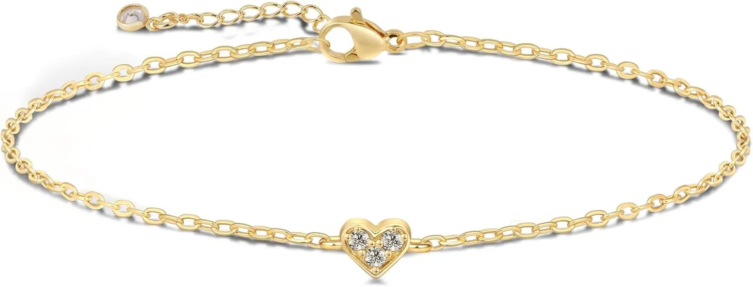 Dainty Gold Bracelets for Women Cute Tiny Sideways Cross Bracelets Delicate Heart-Shaped Bracelet Cute Handmade Wedding Jewelry Gift
