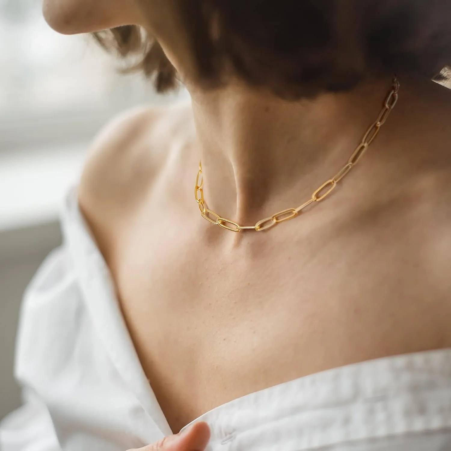 Dainty Layered Initial Necklaces for Women, 14K Gold Plated Paperclip Chain Necklace for Women Letter Pendant Gold Cion Initial Necklace for Women Layering Necklaces Gold Layered Necklace for Women