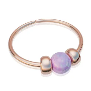 Dainty Rose Gold Nose Piercing - Handmade Thin 24 gauge 7mm Nose Hoop With a 2mm Pink Opal - 14k Rose Gold Comfortable Piercing Jewelry