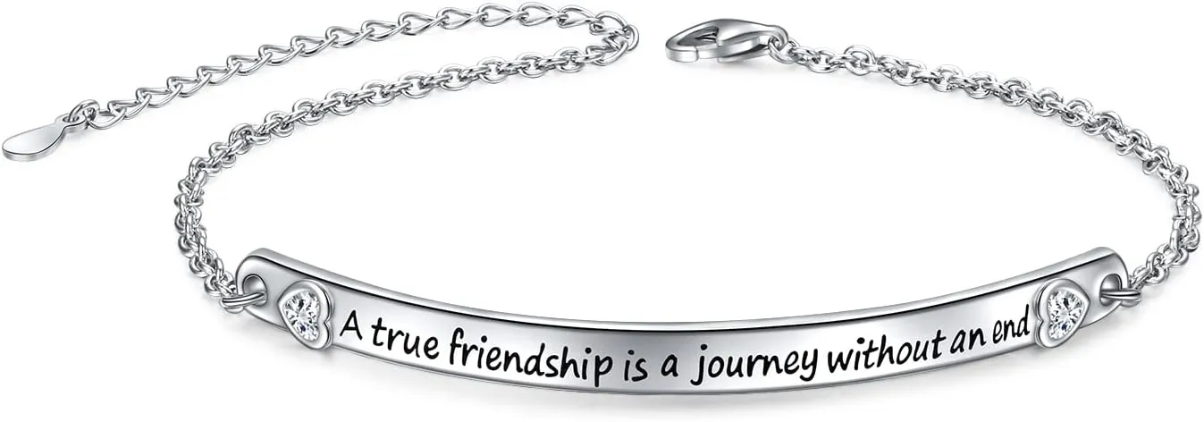DAOCHONG Sterling Silver Bracelets for Women Engraved Message Mantra Bangle Bracelets Friend Encouragement Gift for Her