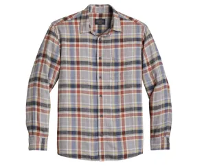 Dawson Linen Shirt - Grey Red Gold Plaid