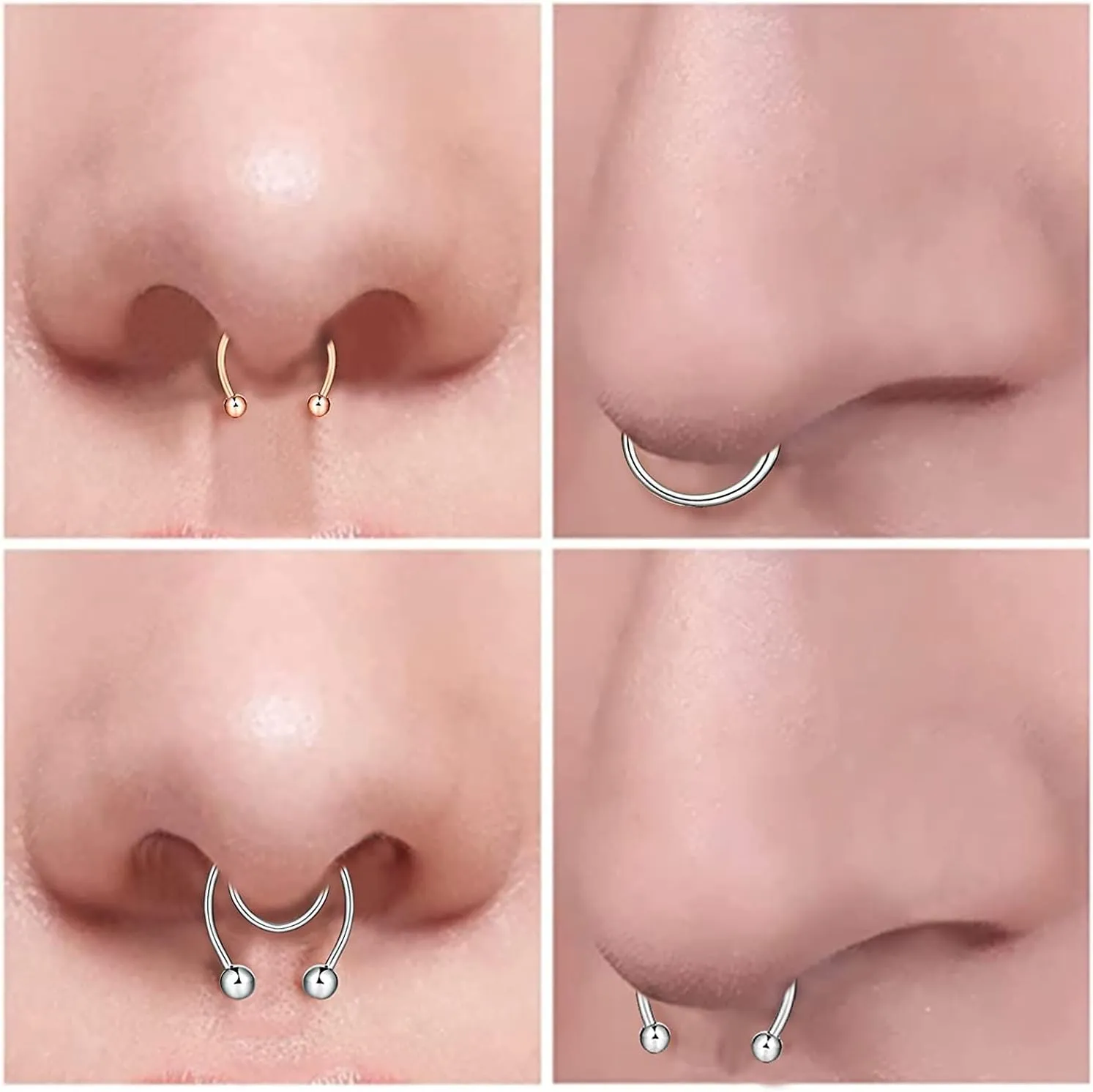 D.Bella 22G 20G 18G 16G 14G 12G 10G 8G 6G 4G 2G 0G 00G Surgical Steel Nose Septum Horseshoe Hoop Eyebrow Lip Navel Belly Nipple Piercing Ring Helix Tragus Daith Rook Captive Earrings Replacement Spikes