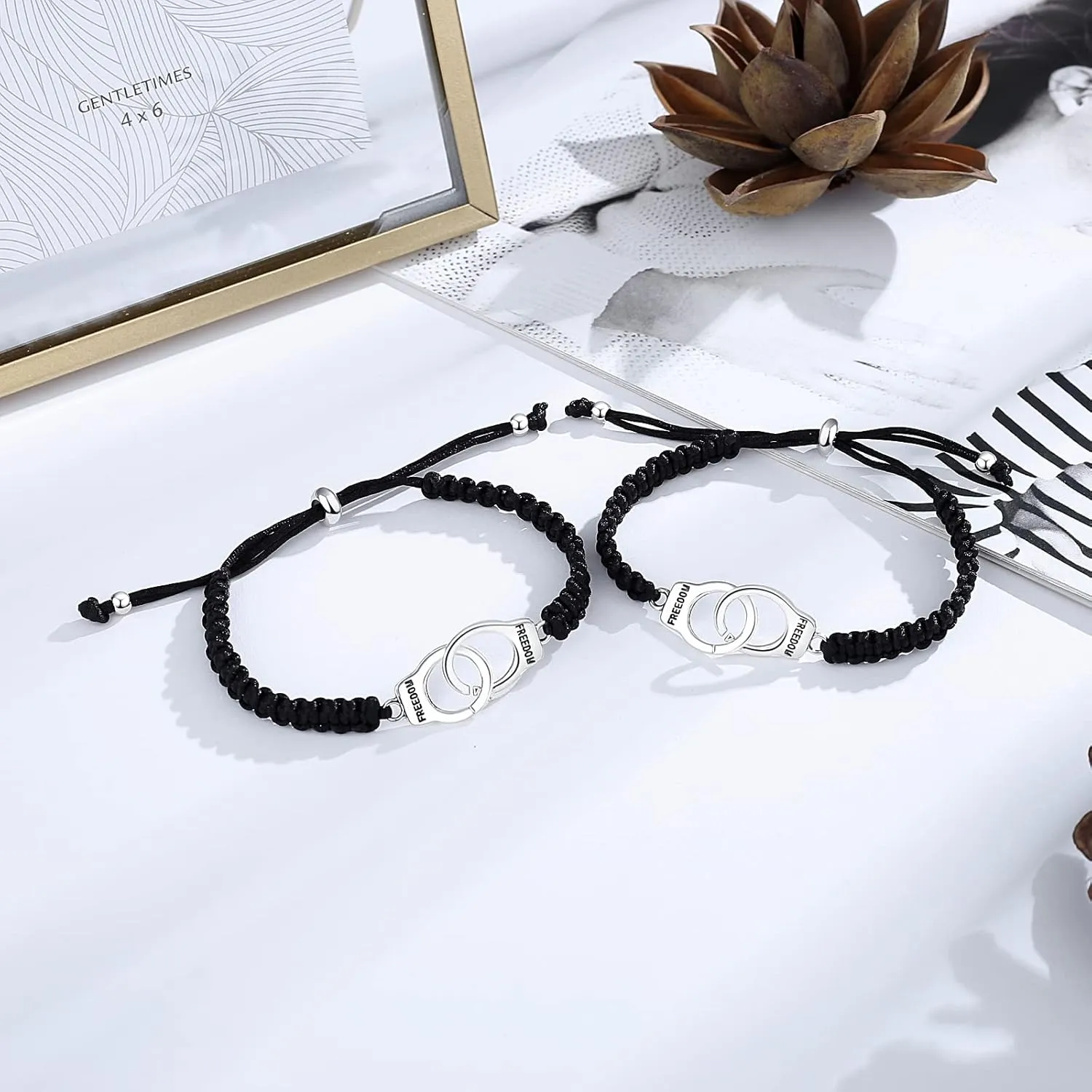 Desimtion Graduation Gifts for Her & Him, Matching Bracelets for couples, Partners in Crime Bracelets, Best Friend Birthday Gifts for Women Men, Handcuff Matching Friendship BFF Bracelets for 2/3/4