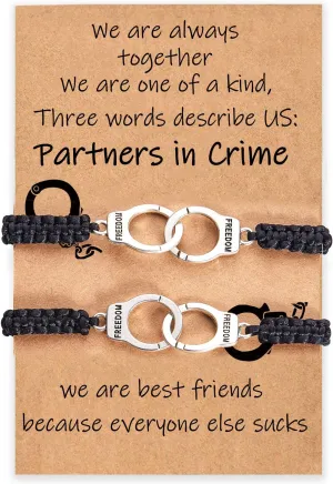 Desimtion Graduation Gifts for Her & Him, Matching Bracelets for couples, Partners in Crime Bracelets, Best Friend Birthday Gifts for Women Men, Handcuff Matching Friendship BFF Bracelets for 2/3/4