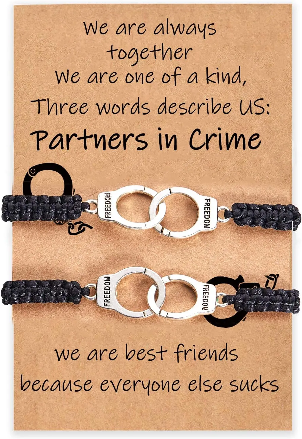 Desimtion Graduation Gifts for Her & Him, Matching Bracelets for couples, Partners in Crime Bracelets, Best Friend Birthday Gifts for Women Men, Handcuff Matching Friendship BFF Bracelets for 2/3/4