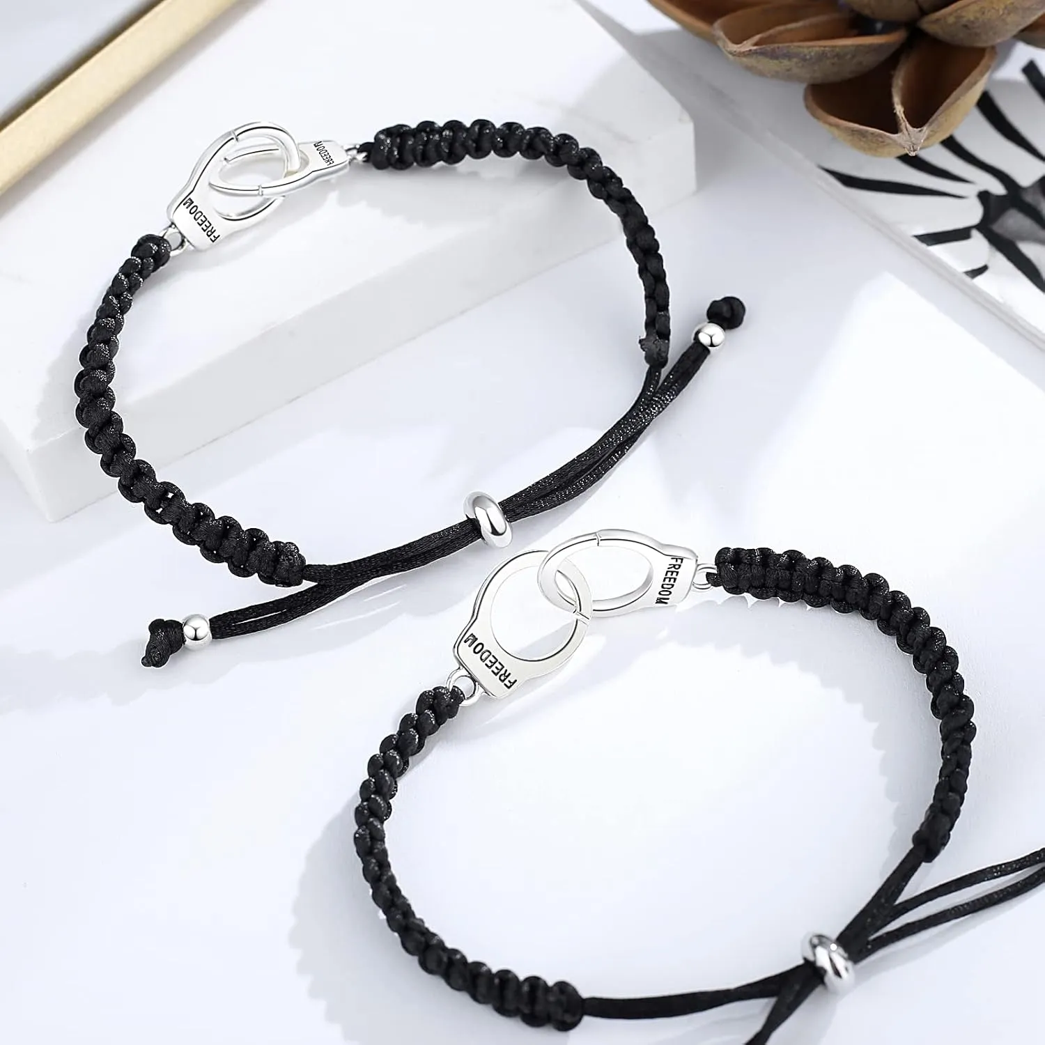 Desimtion Graduation Gifts for Her & Him, Matching Bracelets for couples, Partners in Crime Bracelets, Best Friend Birthday Gifts for Women Men, Handcuff Matching Friendship BFF Bracelets for 2/3/4