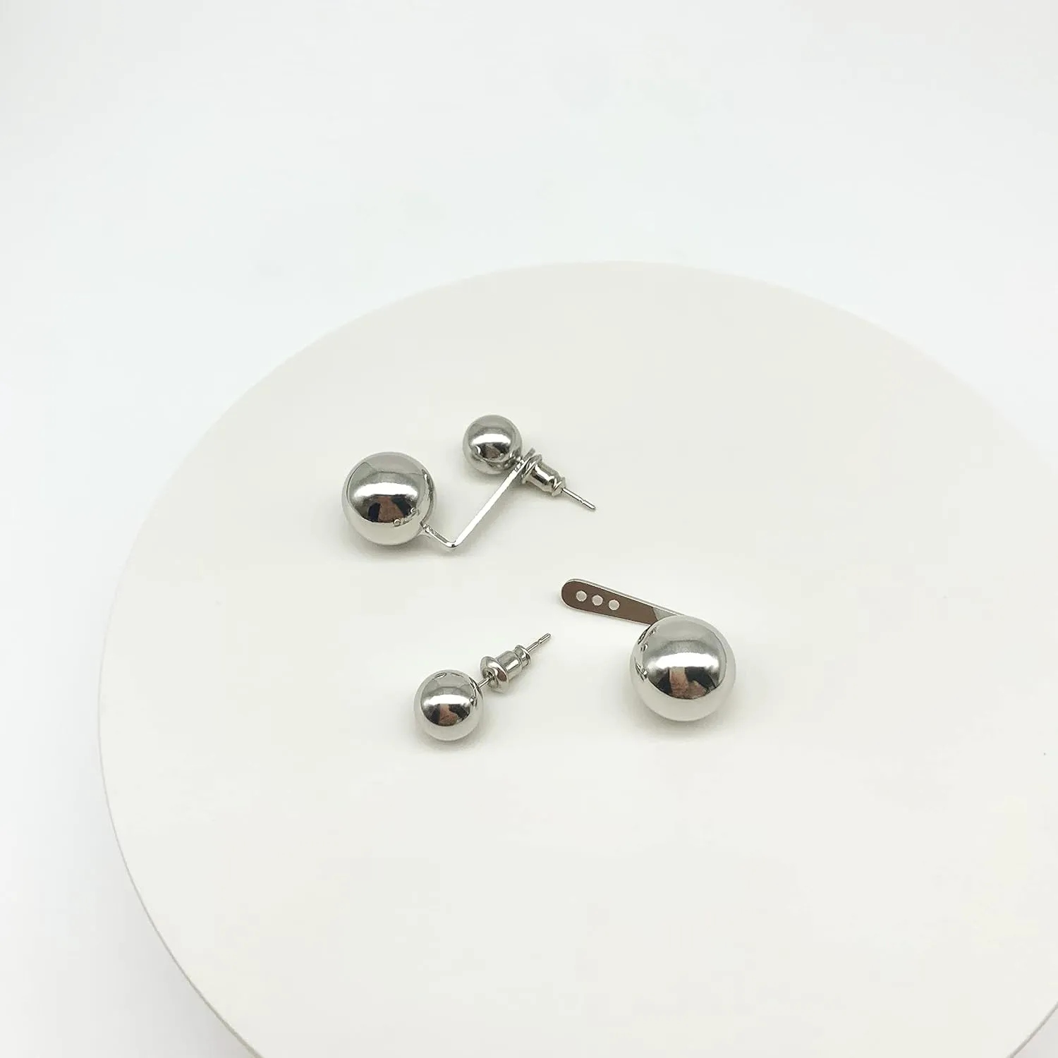 Double Ball Jacket Earrings for Women Girls Front Back 2 in 1 Stud Earrings Pearl Ball Earrings