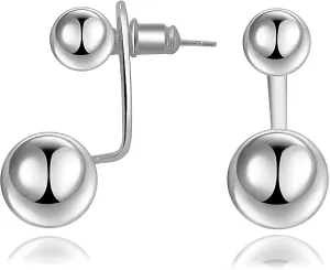 Double Ball Jacket Earrings for Women Girls Front Back 2 in 1 Stud Earrings Pearl Ball Earrings