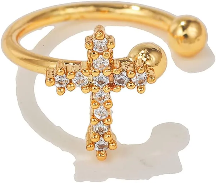 Ear Cuff Dainty Faith Cross Non Piercing Clip On Cartilage Earring for Women Teen Girls Criss Fake Huggie Hoops Earrings Cute Jewelry Gifts Birthday