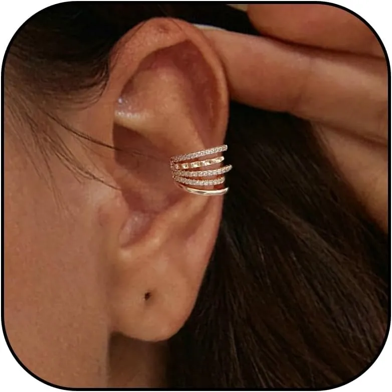 Ear Cuffs Non Piercing Gold Ear Cuff Earrings Rhinestone Clip on Earrings Cartilage Helix Cuff Earrings Jewelry Gift