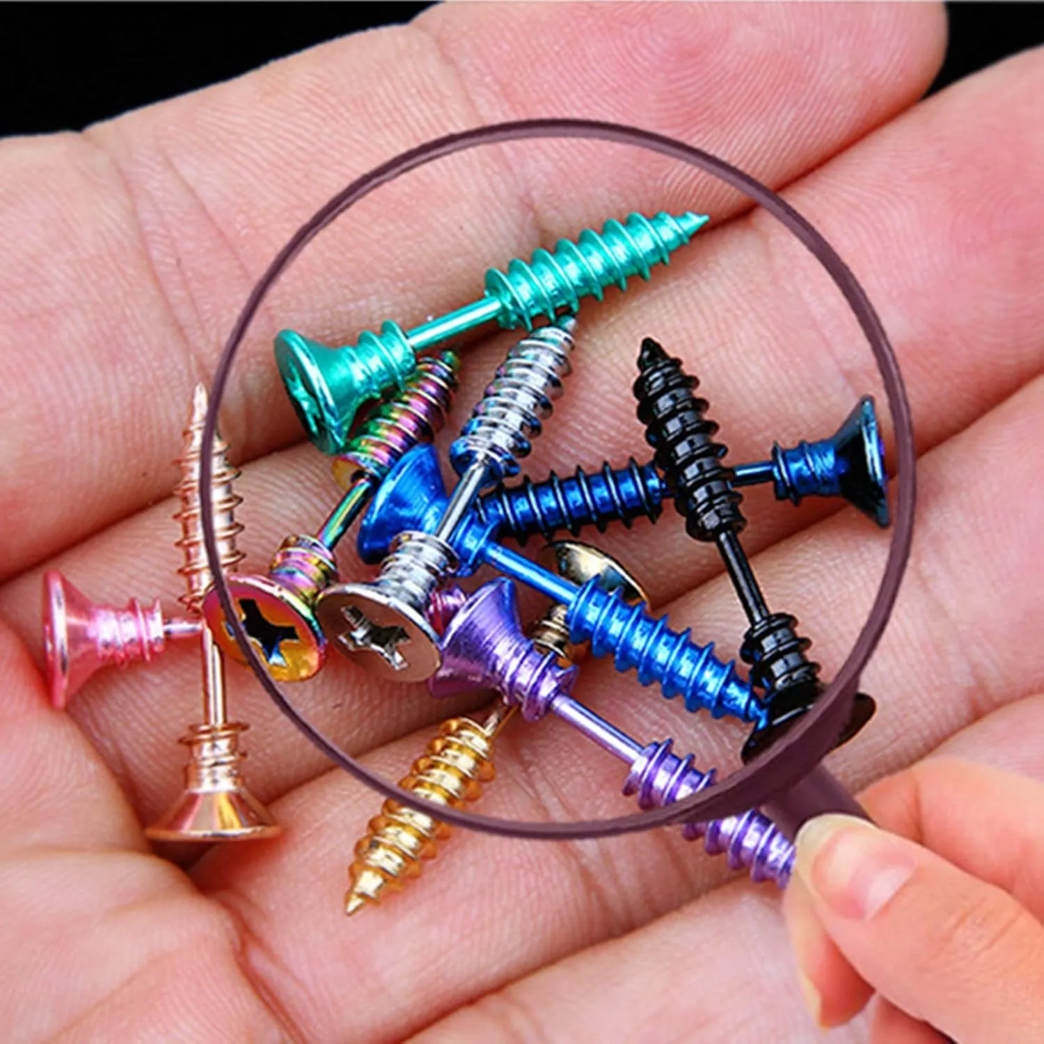 Earring Hoop Stud Drop & Dangle, Funny Screw Shape Ear Studs Cool Double-Sided Earrings Fashion Jewelry Gift for Women Teen Girls Birthday Christmas Friends Gift