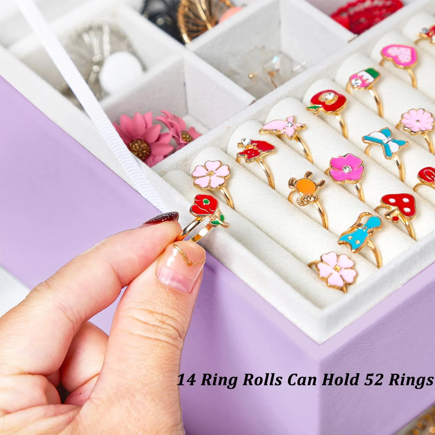 Earrings Jewelry Box for Girls, 5 Layers Jewelry Organizer with Earring Holder Organizer for Girls Earring Organizer Jewelry Boxes for Women Earrings and Necklaces Jewelry Box Organizer Violet