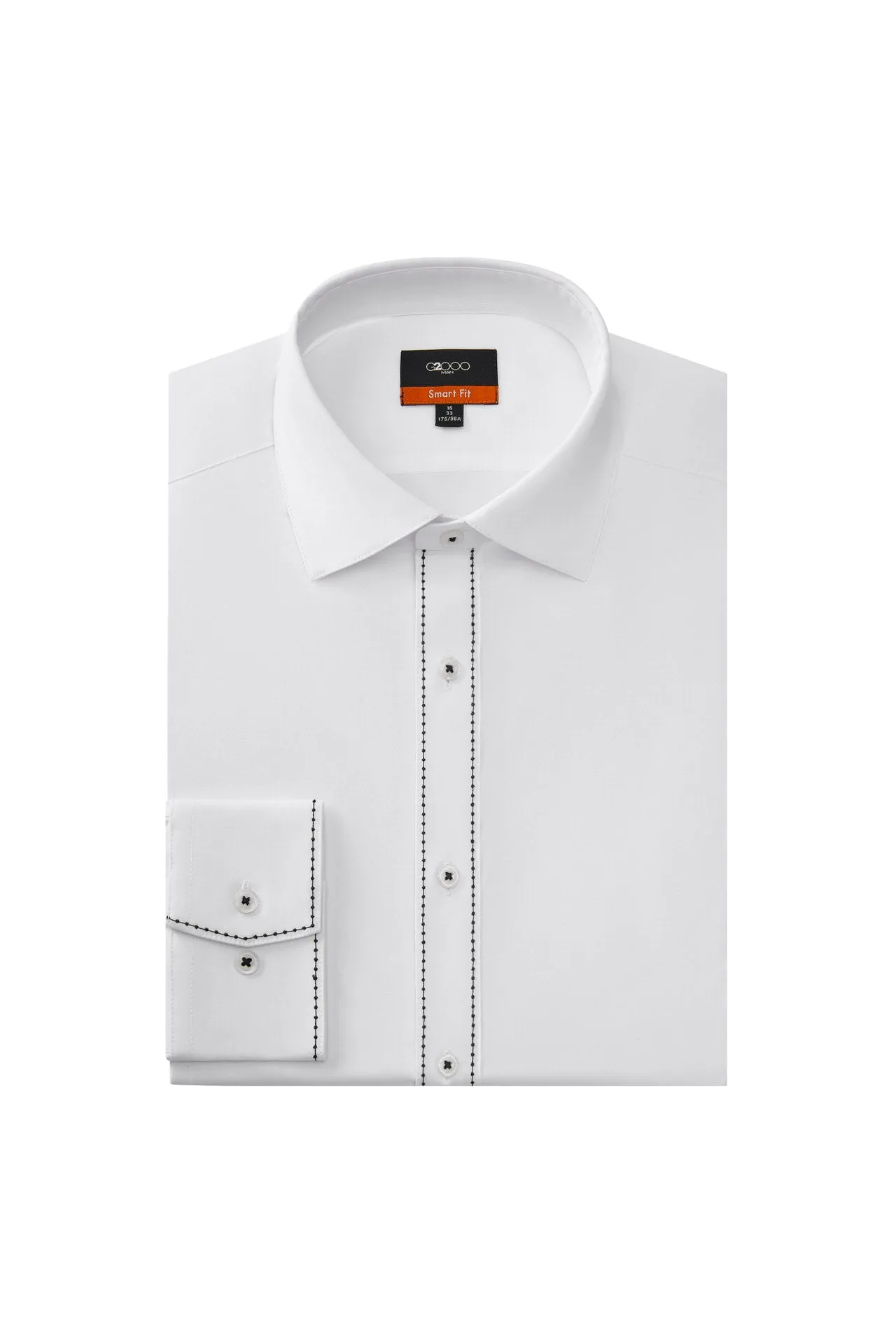 Easy Care Stretch Poplin Shirt in Smart Fit Semi-Spread Collar