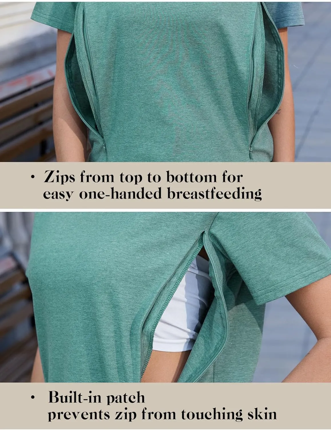 Ecavus Women's 3-Pack Nursing Shirts for Breastfeeding with Hidden Zippers Loose Fit Maternity Tops