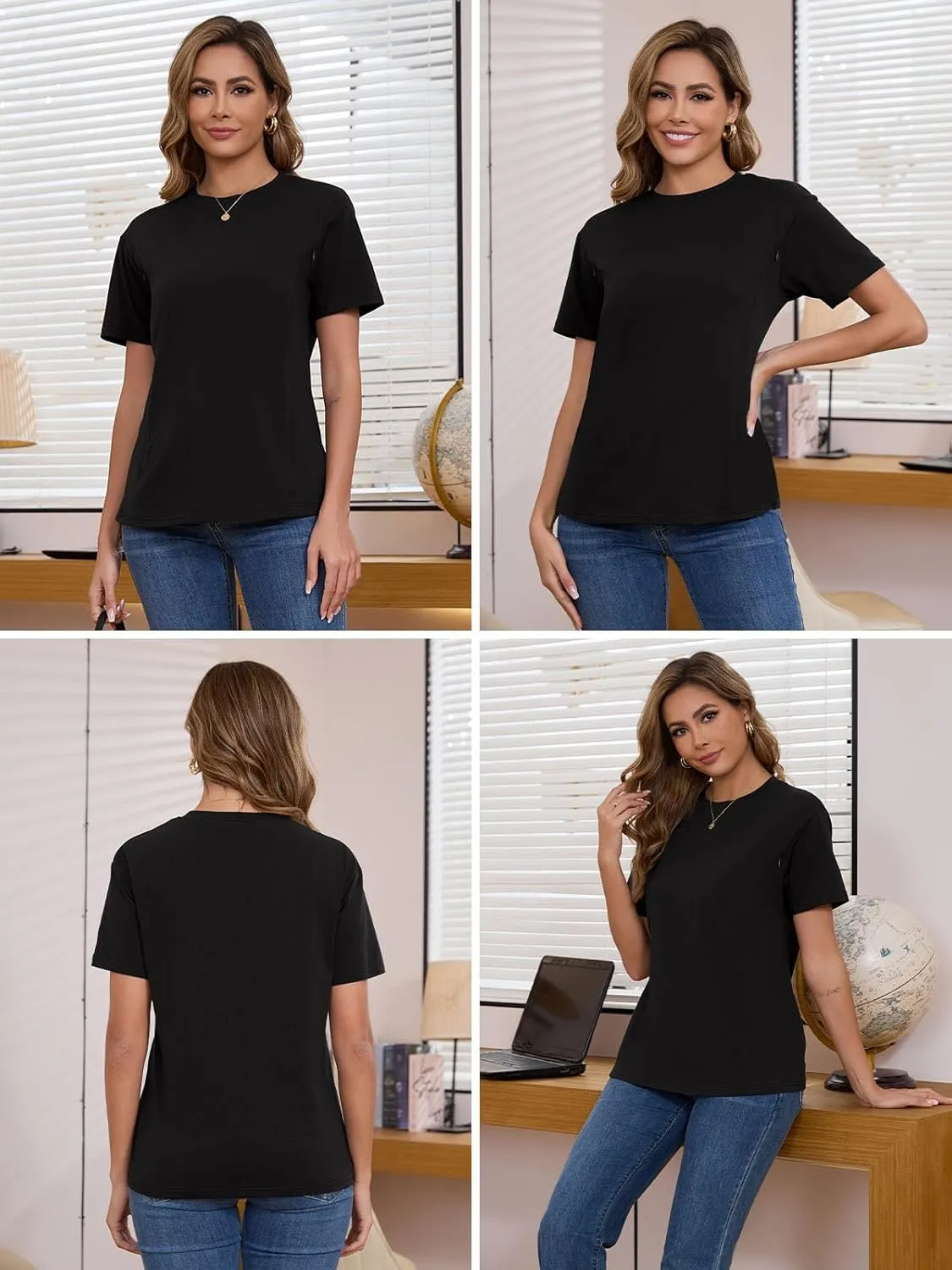 Ecavus Women's 3-Pack Nursing Shirts for Breastfeeding with Hidden Zippers Loose Fit Maternity Tops