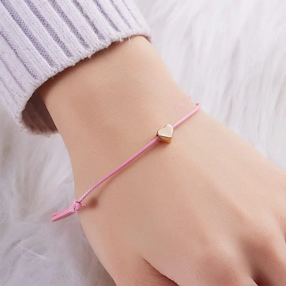 EMESLY Friendship Charm Adjustable Bracelets with Message Card (Set of 5); Perfect Jewelry Gift for Friends & Family