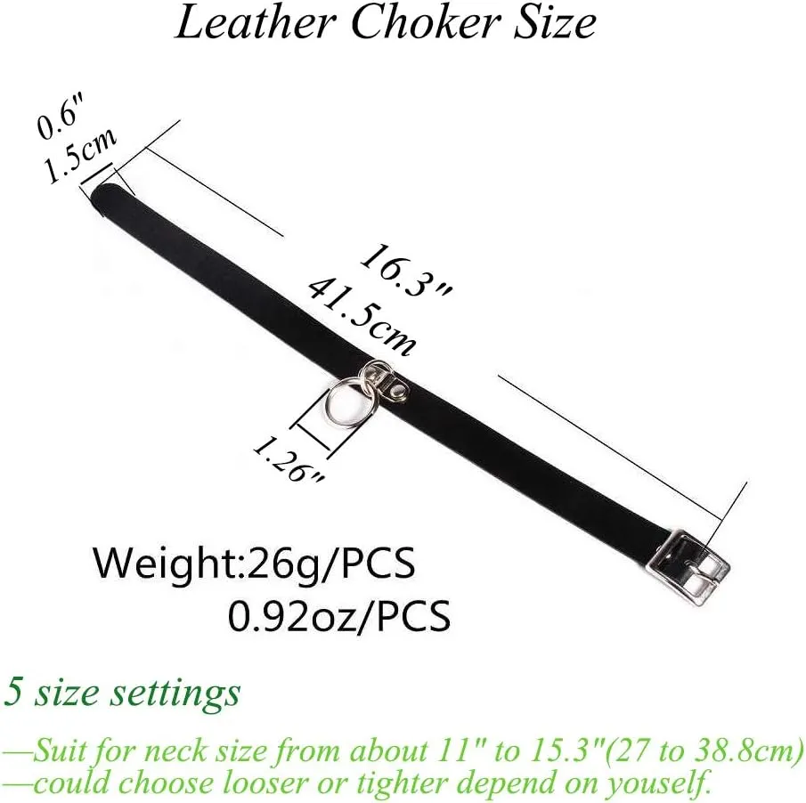 ETHOON Adjustable Leather Choker Collar Soft PU Circle Punk Choker Belt Necklace for Women