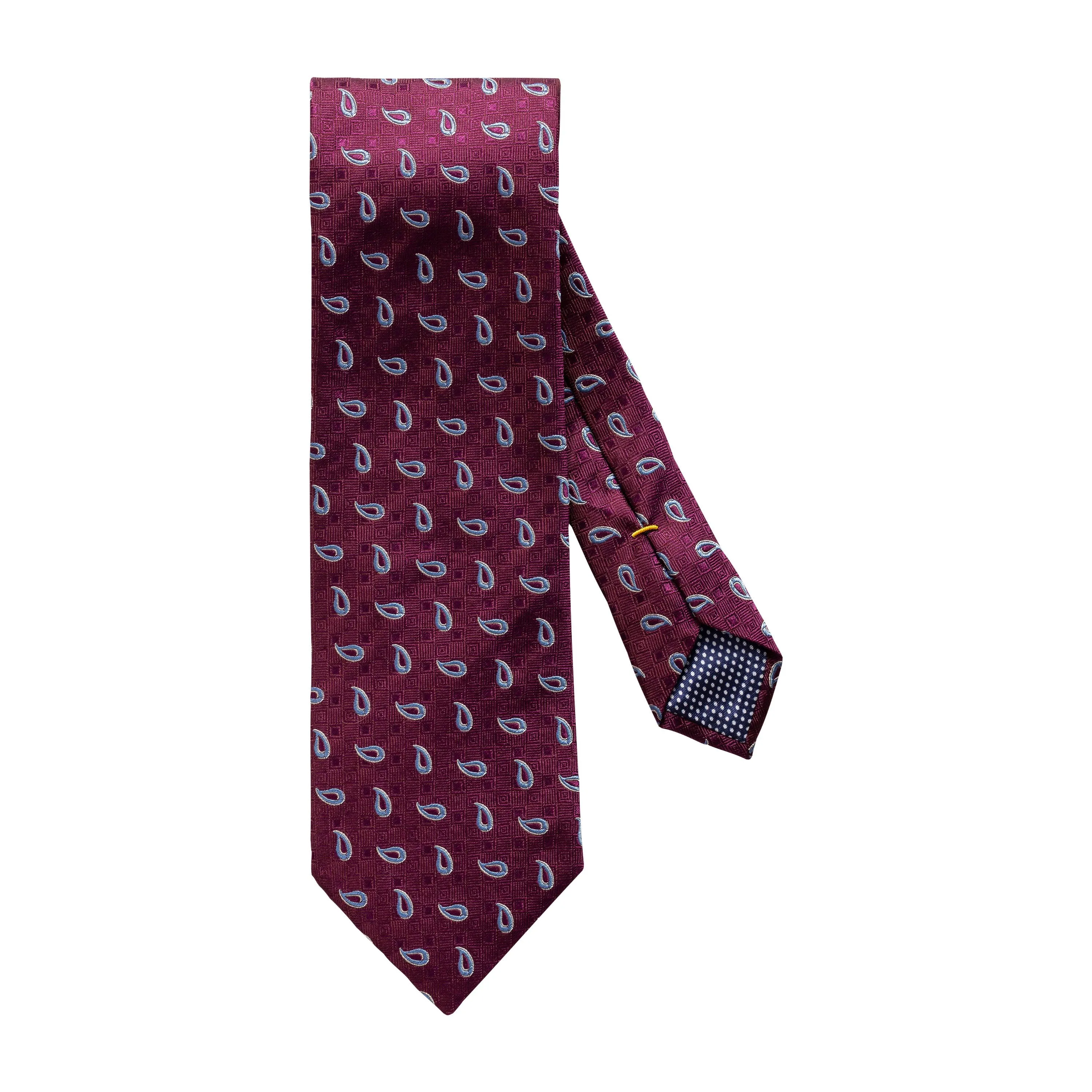 ETON - Burgundy with Sky Blue Paisley Silk Tie A0003259479