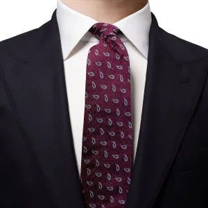 ETON - Burgundy with Sky Blue Paisley Silk Tie A0003259479