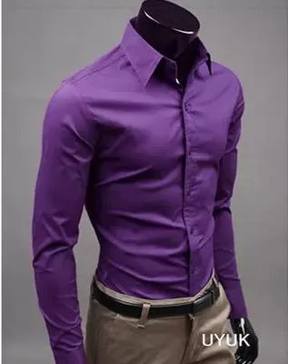 European and American fashion candy color long-sleeved shirt male 2019 spring and autumn new men's solid color casual shirt
