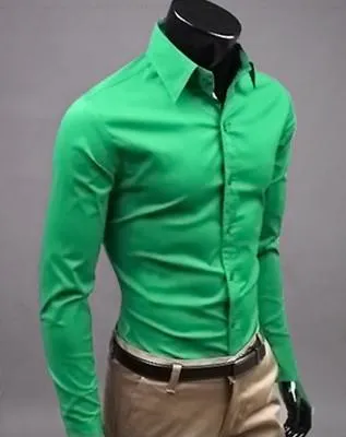 European and American fashion candy color long-sleeved shirt male 2019 spring and autumn new men's solid color casual shirt