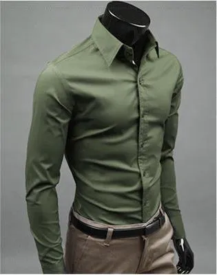 European and American fashion candy color long-sleeved shirt male 2019 spring and autumn new men's solid color casual shirt