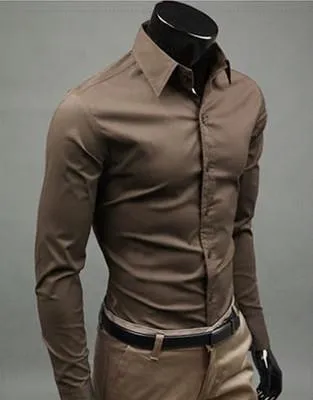 European and American fashion candy color long-sleeved shirt male 2019 spring and autumn new men's solid color casual shirt