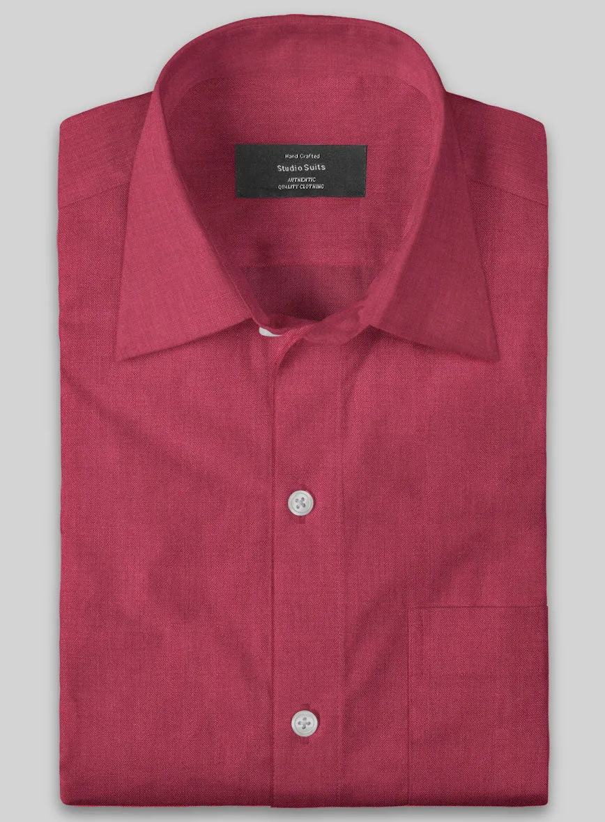 European Melon Red Linen Shirt