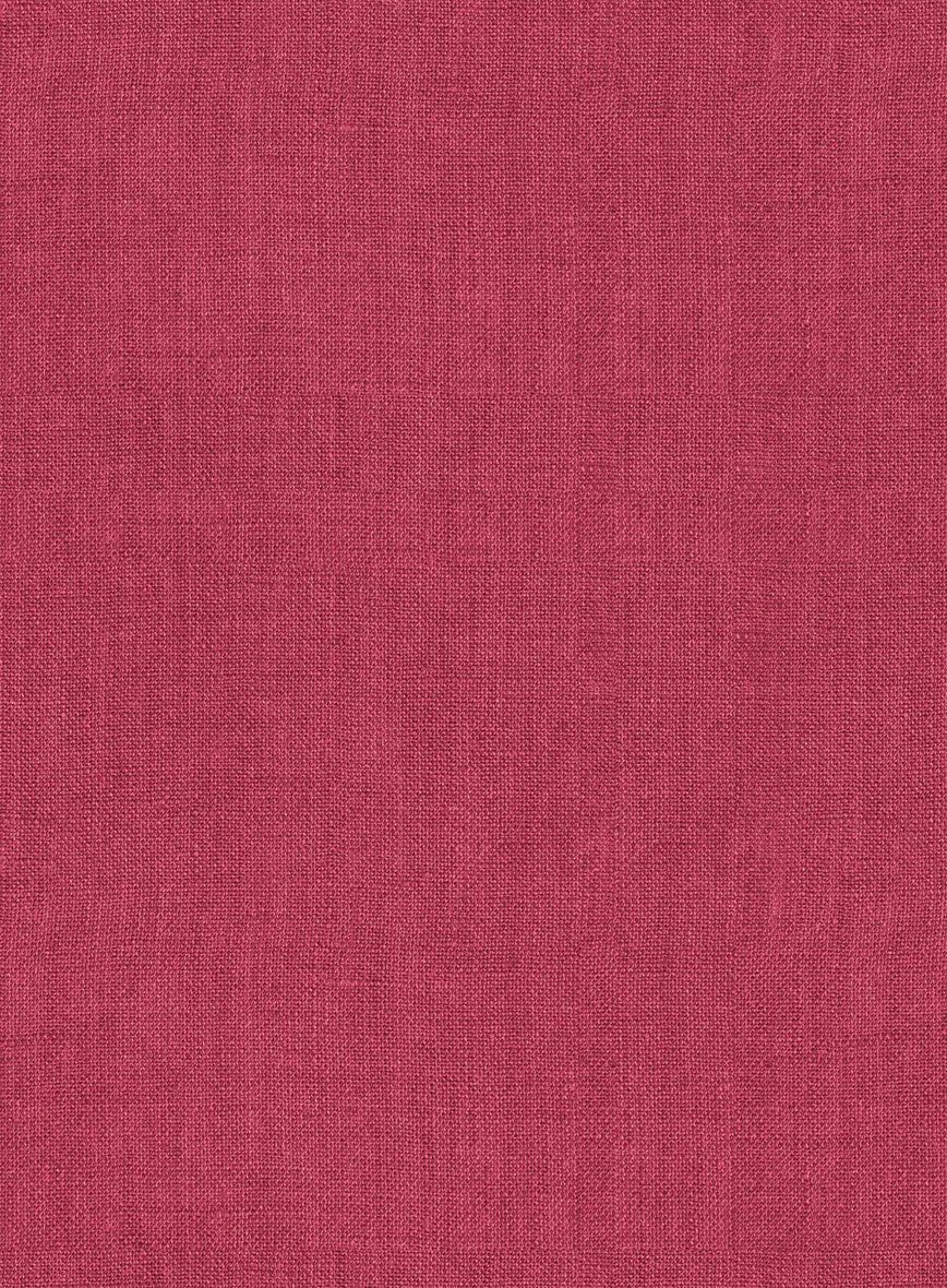 European Melon Red Linen Shirt